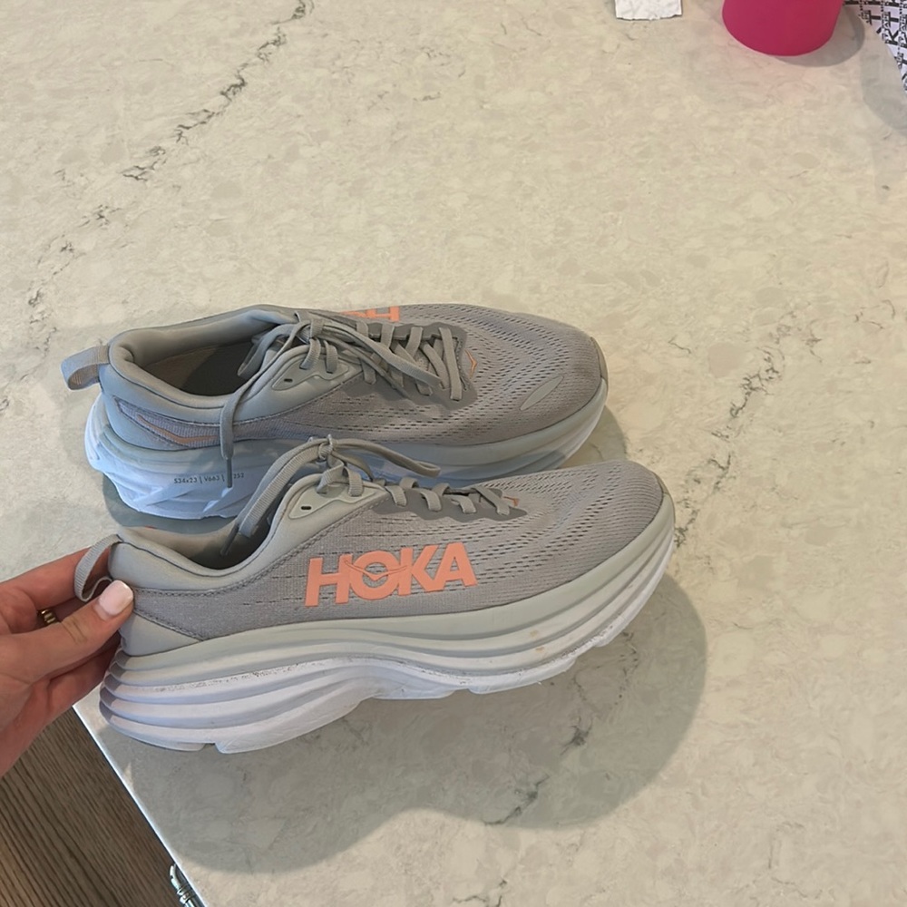 Hoka Bondi 8 — Women’s 9.5 (Grey + Orange)